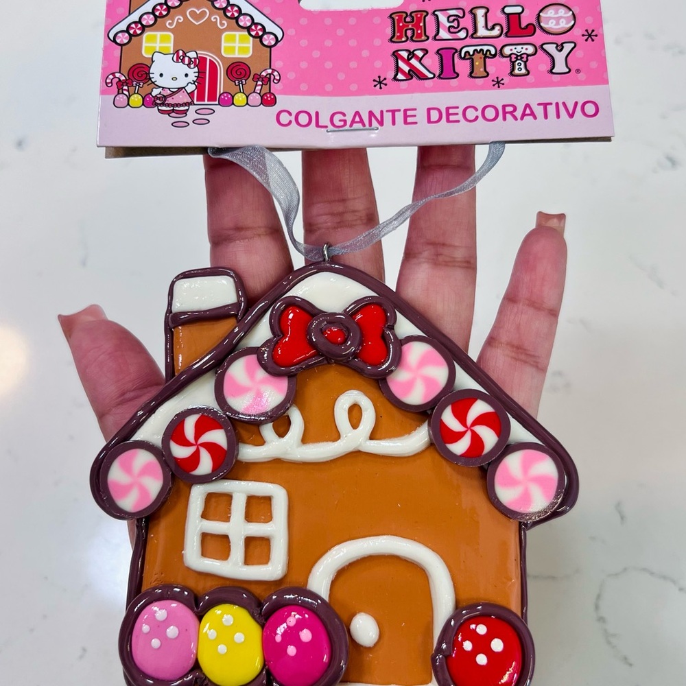 Hello Kitty Gingerbread House Ornament with White and Orange